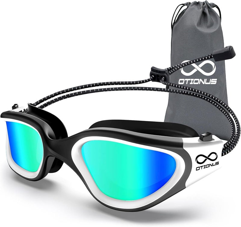 Otionus Store Swim Goggles, Polarized Adult Swimming Goggles Bungee Strap No Hair Pulling Anti-fog Pool Goggles for Men Women - Image 1